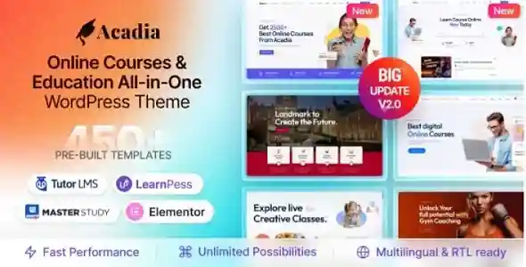 Acadia Theme GPL – Education WordPress Theme For University & Online Course