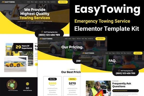 EasyTowing Emergency Towing Service Elementor Template Kit