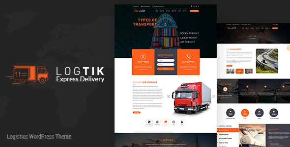 Logtik Theme GPL - WP Logistics, Cargo Transportation Theme
