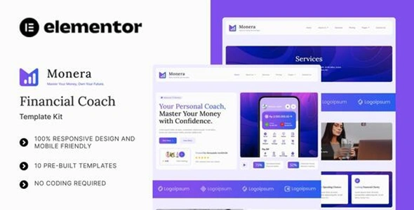 Monera Financial Coach Elementor Template Kit GPL
