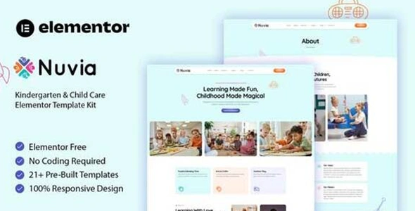 Nuvia Kindergarten & Child Care Elementor Template Kit GPL