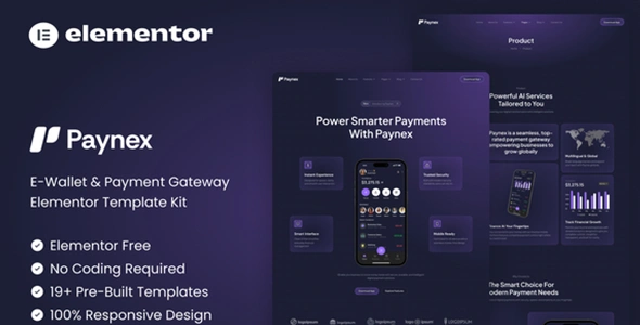 Paynex E-Wallet & Payment Gateway Elementor Template Kit GPL