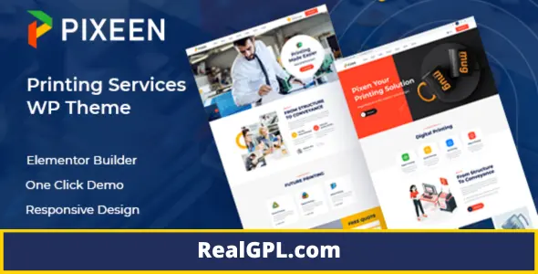 Pixeen Theme GPL – Printing Services Company WordPress Theme + RTL