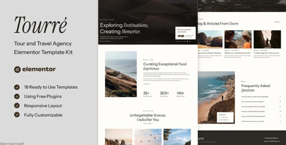 Tourre Travel & Tour Agency Elementor Template Kit GPL