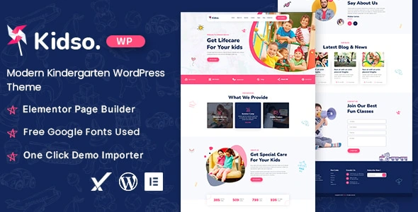 Kidso Theme GPL – Modern Kindergarten WordPress Theme