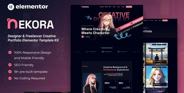Nekora Designer & Freelancer Creative Portfolio Elementor Template Kit GPL