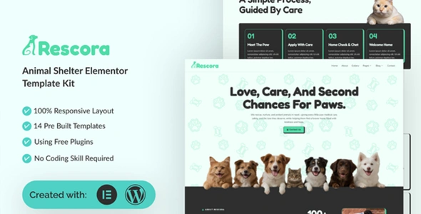 Rescora Animal Shelter Elementor Template Kit GPL -0