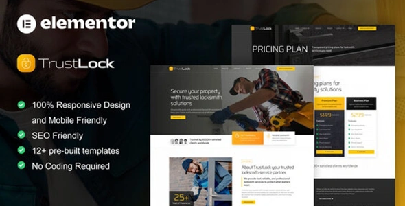 TrustLock Locksmith & Key Maker Service Elementor Pro Template Kit GPL