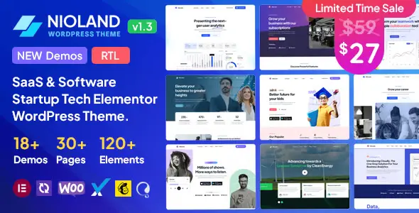 Nioland Theme GPL - SaaS & Software Startup Tech WordPress Theme