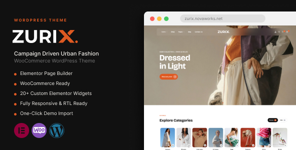 ZURIX Theme GPL - Campaign Driven Urban Fashion WooCommerce Theme